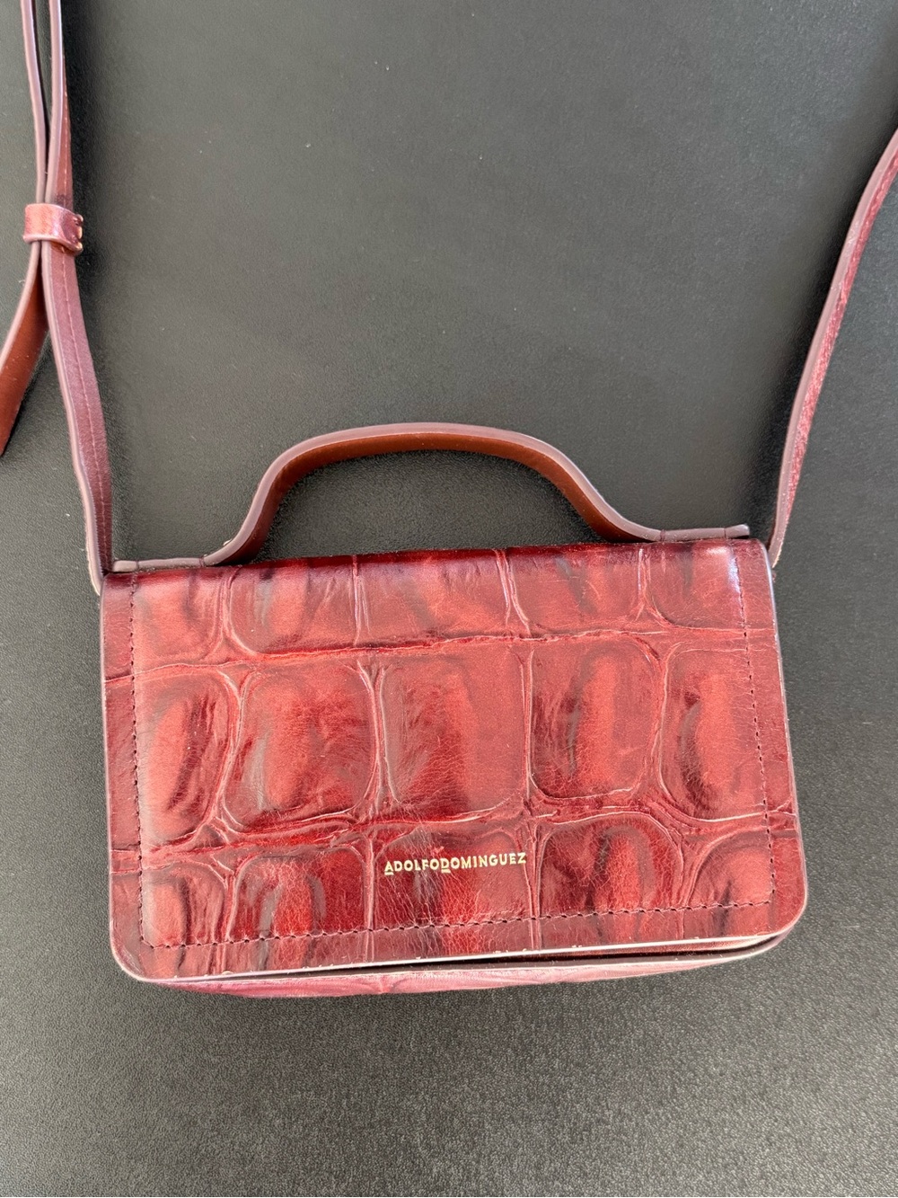 Adolfo Dominguez Croc-Embossed Crossbody Bag BRAND NEW